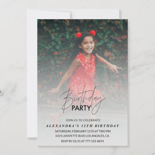 Invitation d'anniversaire 12 ans Photo de fête d'a (Devant)