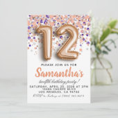 Invitation d'anniversaire 12 ans Rose Gold (Debout devant)
