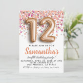 Invitation d'anniversaire 12 ans Rose Gold (Debout devant)
