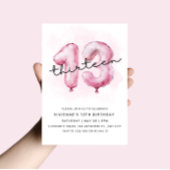 Invitation d'anniversaire 13 ans ballon rose