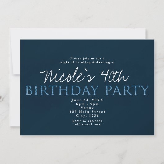 Invitation d'anniversaire 13 ans Bleu 13 (Devant)