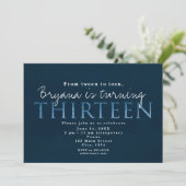 Invitation d'anniversaire 13 ans Bleu 13 (Debout devant)