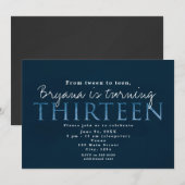 Invitation d'anniversaire 13 ans Bleu 13 (Devant / Derrière)