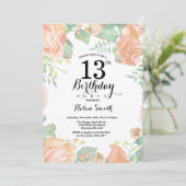 Invitation d'anniversaire 13 ans Fleur de Pêche Bo (Debout devant)