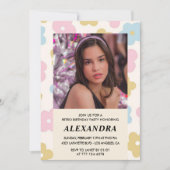 Invitation d'anniversaire 13 ans Fleurs rétro funk (Devant)