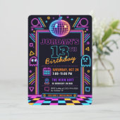 Invitation d'anniversaire 13 ans Neon Retro Arcade (Debout devant)