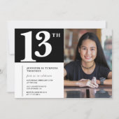 Invitation d'anniversaire 13 ans noir Chic Filles  (Devant)