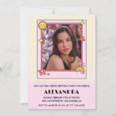 Invitation d'anniversaire 13 ans Retro Groovy Fleu (Devant)