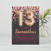 Invitation d'anniversaire 13 ans Rose Gold (Debout devant)