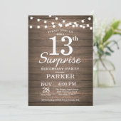 Invitation d'anniversaire 13 ans Rustique Surprise (Debout devant)