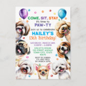 Invitation d'anniversaire 13 ans Thème Chien (Devant)