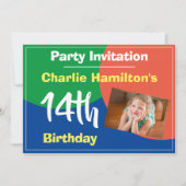 Invitation d'anniversaire 14 ans avec photo (Devant)