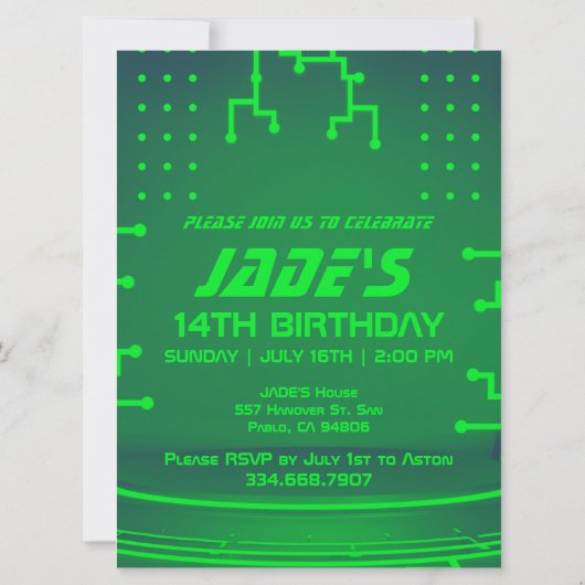 Invitation d'anniversaire 14 ans de jeu Niveau 14 (Dos)