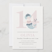 Invitation d'anniversaire 14 ans de petite sirène  (Devant)