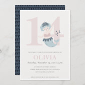 Invitation d'anniversaire 14 ans de petite sirène (Devant / Derrière)