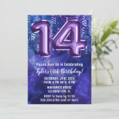 Invitation d'anniversaire 14 ans garçon bleu viole (Debout devant)