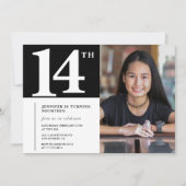 Invitation d'anniversaire 14 ans noir Chic Filles (Devant)