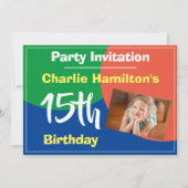 Invitation d'anniversaire 15 ans avec photo (Devant)