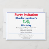 Invitation d'anniversaire 15 ans avec photo (Dos)