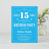 Invitation d'anniversaire 15 ans Bleu et Blanc (Debout devant)