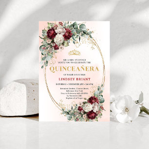 Invitation d'anniversaire 15 ans Chic Boho Marsala