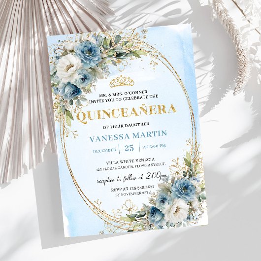 Invitation d'anniversaire 15 ans Chic Dusty Blue G