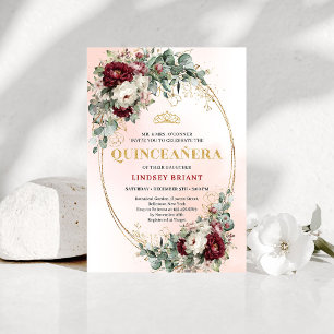Invitation d'anniversaire 15 ans Chic Marsala Fleu