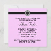 Invitation d'anniversaire 15 ans en damas rose (Dos)