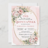 Invitation d'anniversaire 15 ans Fleurs roses past (Devant)