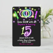 Invitation d'anniversaire 15 ans GLOW Lights Age 1 (Debout devant)