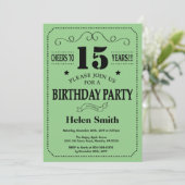 Invitation d'anniversaire 15 ans Noir et Vert (Debout devant)