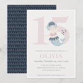 Invitation d'anniversaire 15 ans petite sirène ros (Devant / Derrière)