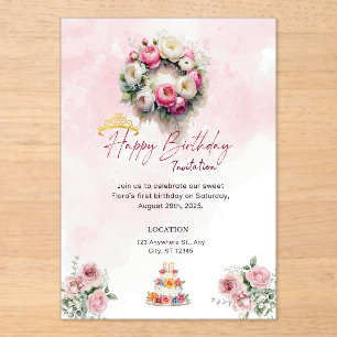 Invitation d'anniversaire 15 ans Princesse Pastel 
