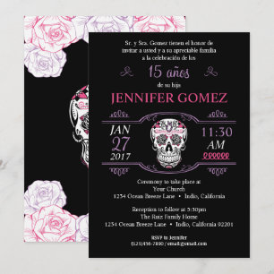 Invitation d'anniversaire 15 Ans Quinceañera Crâne