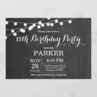 Invitation d'anniversaire 15 ans tableau noir