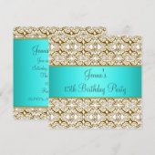 Invitation d'anniversaire 15 ans Turquoise Fête Tu (Devant / Derrière)