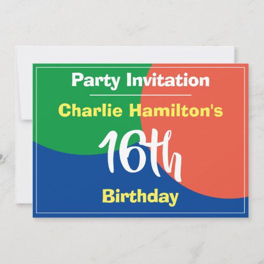 Invitation d'anniversaire 16 ans (Devant)