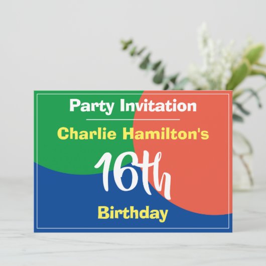 Invitation d'anniversaire 16 ans (Debout devant)
