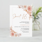 Invitation d'anniversaire 16 ans Boho Floral coule (Debout devant)