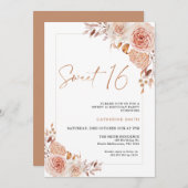 Invitation d'anniversaire 16 ans Boho Floral coule (Devant / Derrière)