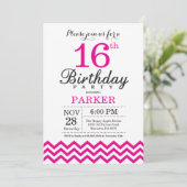 Invitation d'anniversaire 16 ans Chevron Rose Chau (Debout devant)