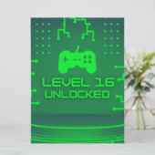 Invitation d'anniversaire 16 ans de jeu Niveau 16  (Debout devant)