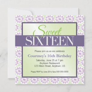 Invitation d'anniversaire 16 ans Fleurs de Marguer