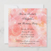 Invitation d'anniversaire 16 ans Fleurs roses (Dos)