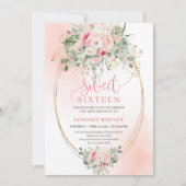 Invitation d'anniversaire 16 ans Floral Romantic B (Devant)