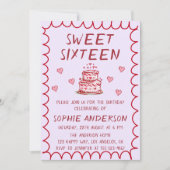 Invitation d'anniversaire 16 ans gâteau dessiné à  (Devant)