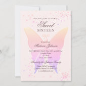Invitation d'anniversaire 16 ans Glitter Rose (Devant)