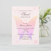 Invitation d'anniversaire 16 ans Glitter Rose (Debout devant)