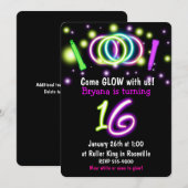 Invitation d'anniversaire 16 ans GLOW Lights Age 1 (Devant / Derrière)