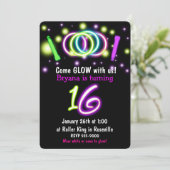 Invitation d'anniversaire 16 ans GLOW Lights Age 1 (Debout devant)